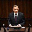 Prezydent RP Andrzej Duda przemawia podczas pierwszego posiedzenie Sejmu X kadencji na sali obrad Se