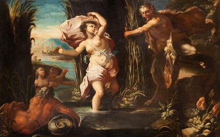 Pan i Syringa, ok. 1670, prawdopodobnie warsztat Johanna von Spillenbergera. Technika olejna, płótno