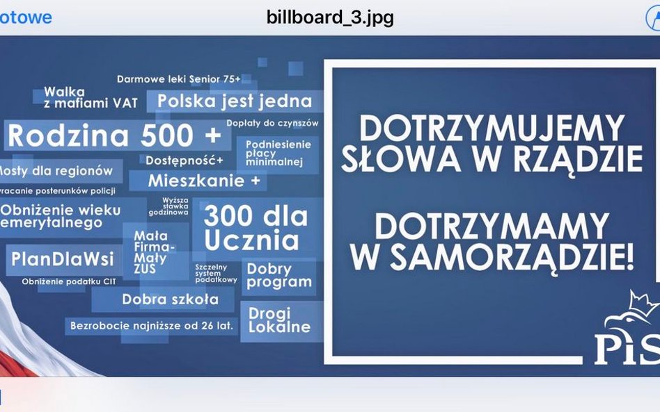 PiS przedstawia billboardy. "Dotrzymaliśmy słowa"