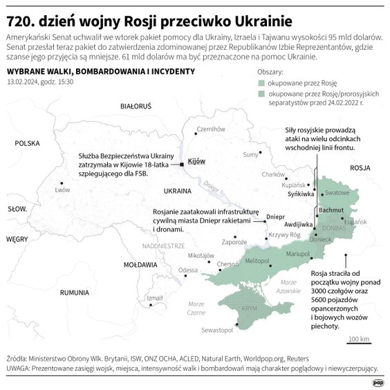 Tak wyglądała sytuacja na Ukrainie w 720. dniu wojny