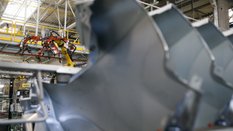 Linia produkcyjna w fabryce Stellantis w Gliwicach. Styczeń 2024 roku.