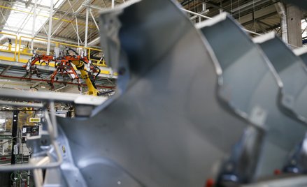 Linia produkcyjna w fabryce Stellantis w Gliwicach. Styczeń 2024 roku.