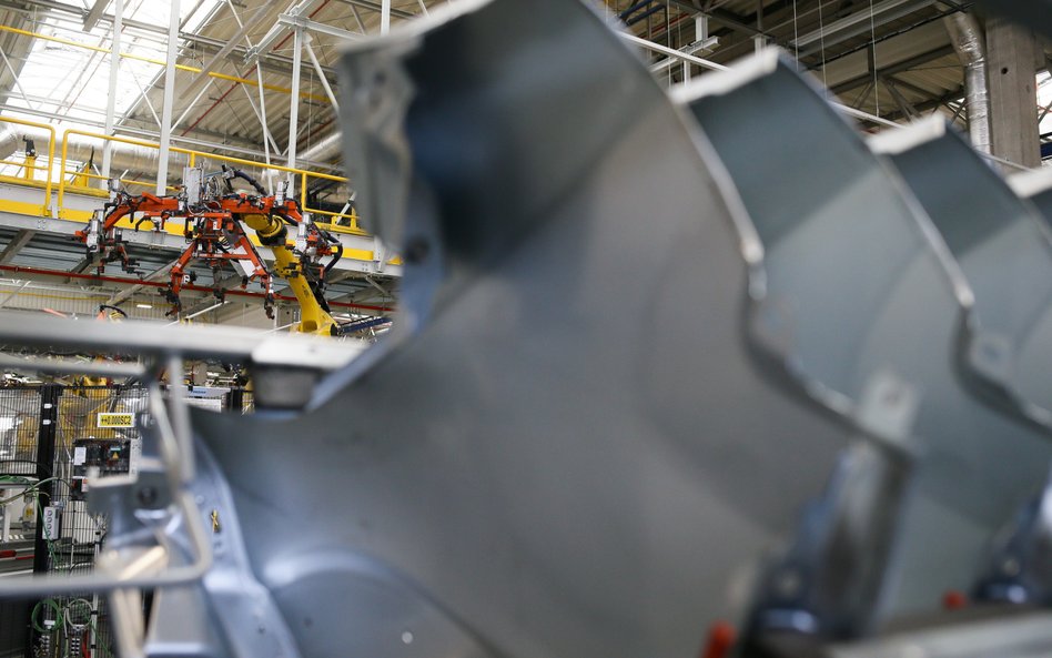 Linia produkcyjna w fabryce Stellantis w Gliwicach. Styczeń 2024 roku.