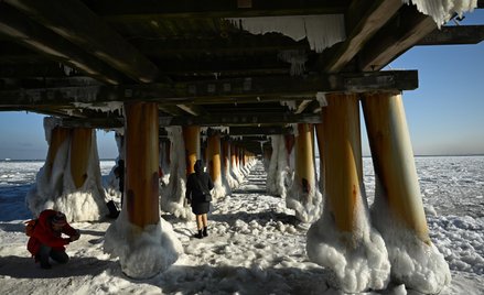 Początek lutego 2026 roku, zamarznięty Bałtyk w Gdyni Orłowie.