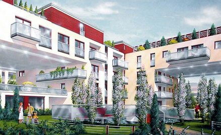 Tak miało być: balkony wykończone szkłem mlecznym, a w ogródkach niskie żywopłoty