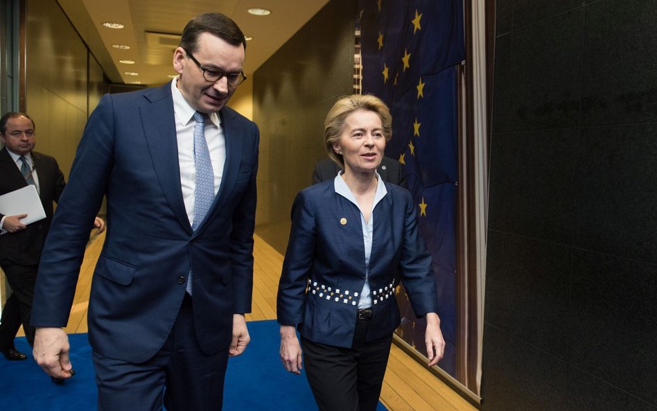 Premier Mateusz Morawiecki i szefowa Komisji Europejskiej Ursula von der Leyen