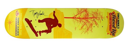 Deck deskorolki z autografem Tony'ego Hawka.