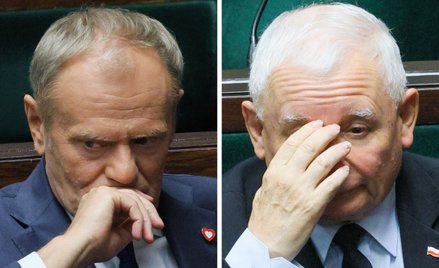 Premier RP, przewodniczący Platformy Obywatelskiej Donald Tusk oraz prezes PiS Jarosław Kaczyński