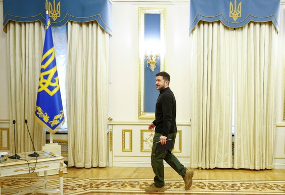 Prezydent Ukrainy Wołodymyr Zełenski odpowiadał na pytania dziennikarzy w Kijowie