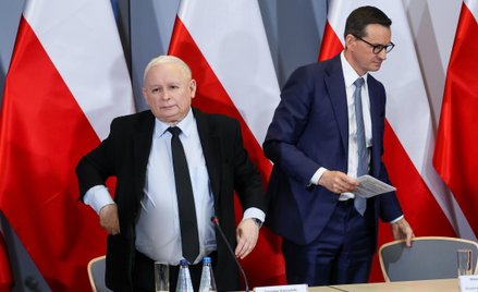 Prezes PiS Jarosław Kaczyński i wiceprezes tej partii, były premier Mateusz Morawiecki