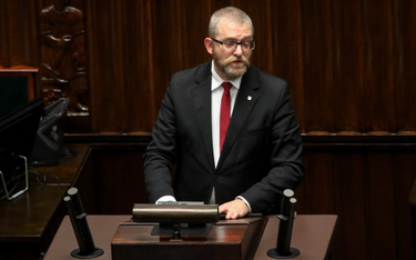 Poseł Konfederacji Grzegorz Braun podczas dyskusji sejmowej o obywatelskim projekcie ustawy ws. refu