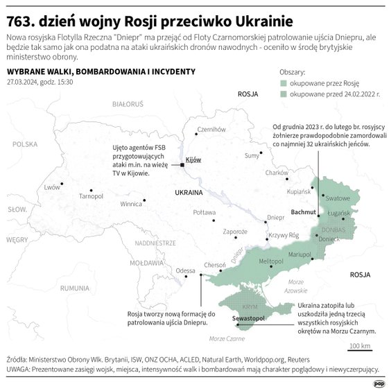 Tak wyglądała sytuacja na froncie na Ukrainie w 763. dniu wojny