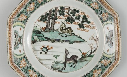Z kolekcji króla Augusta II - talerz ośmioboczny, Chiny (1662 – 1722)