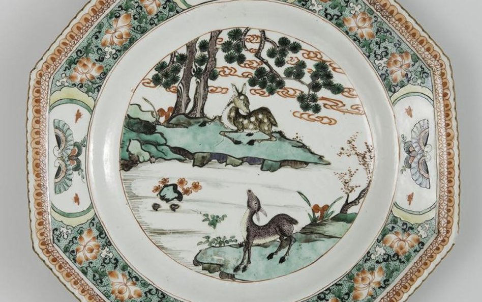 Z kolekcji króla Augusta II - talerz ośmioboczny, Chiny (1662 – 1722)