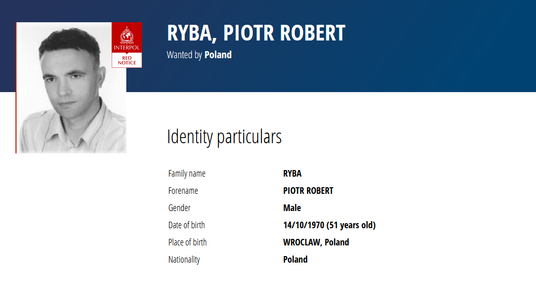 Czerwona nota Interpolu za Piotrem Rybą