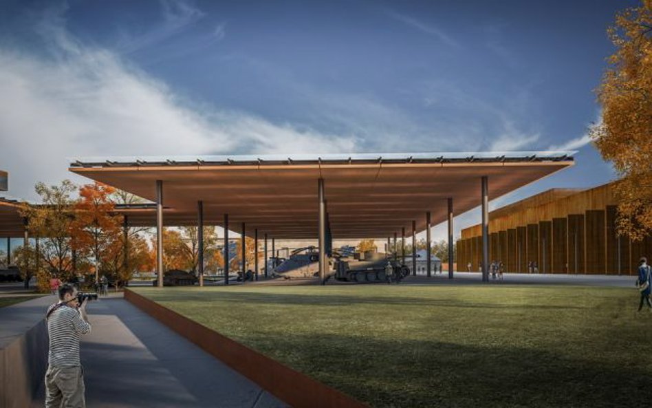 Widok zadaszeń ekspozycji plenerowej