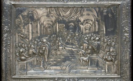 Plakieta z przedstawieniem posłów austriackich na audiencji u króla Jana III” Baruch Dornhelm, Lwów,