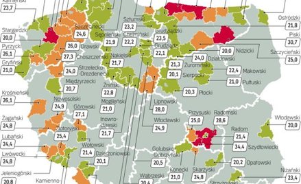 Ponad 20-proc. stopa bezrobocia była pod koniec maja w 81 powiatach