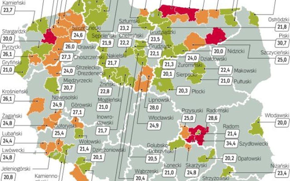 Ponad 20-proc. stopa bezrobocia była pod koniec maja w 81 powiatach