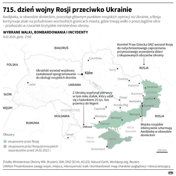 Tak wyglądała sytuacja na froncie na Ukrainie w 715. dniu wojny