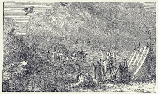 Armia Kambyzesa II w chwili uderzenia burzy piaskowej na egipskiej pustyni (524 r. przed Chrystusem)