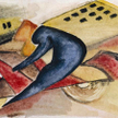 Achille Funi, Motociclista + case, 1914 r.