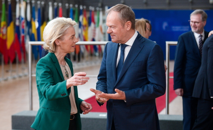Przewodnicząca Komisji Europejskiej Ursula von der Leyen i premier Donald Tusk