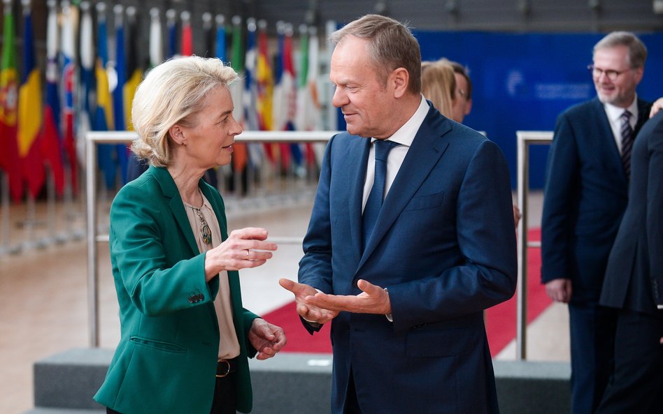 Przewodnicząca Komisji Europejskiej Ursula von der Leyen i premier Donald Tusk