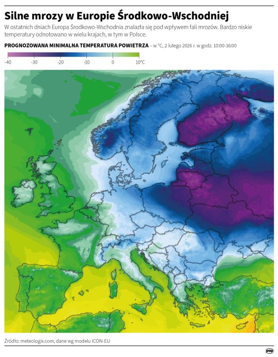 Silne mrozy w Europie Środkowo-Wschodniej