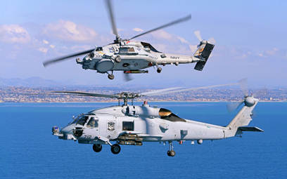 Dwie maszyny MH-60 Romeo w locie. Fot./Lockheed Martin.