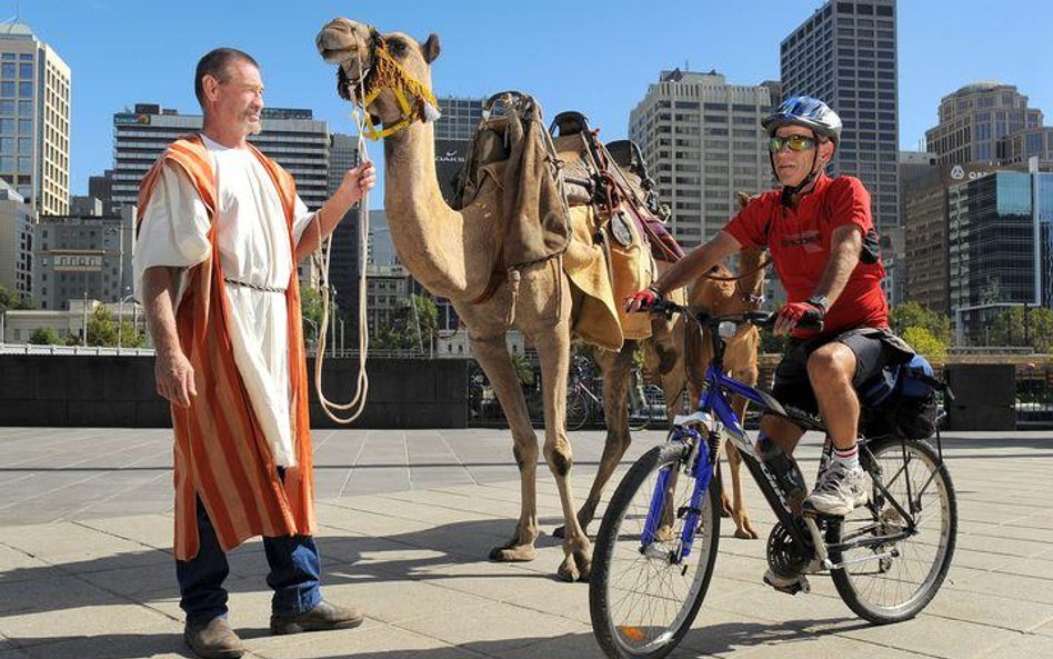 Spacer z wielbłądem ulicami Melbourne - promocja wystawy w tamtejszym muzeum