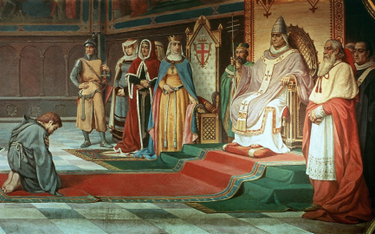 Obraz Pietra Aldiego „Cesarz Henryk IV przed papieżem Grzegorzem VII”