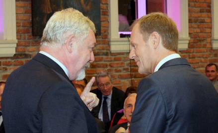 Prezydent Krakowa Jacek Majchrowski i premier Donald Tusk
