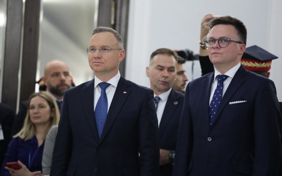 Prezydent Andrzej Duda wraz marszałkiem Sejmu Szymonem Hołownią