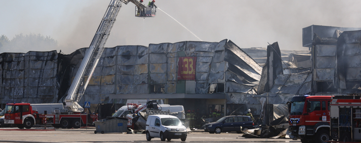 Pożar centrum handlowego Marywilska 44 należącego do giełdowego Mirbudu.