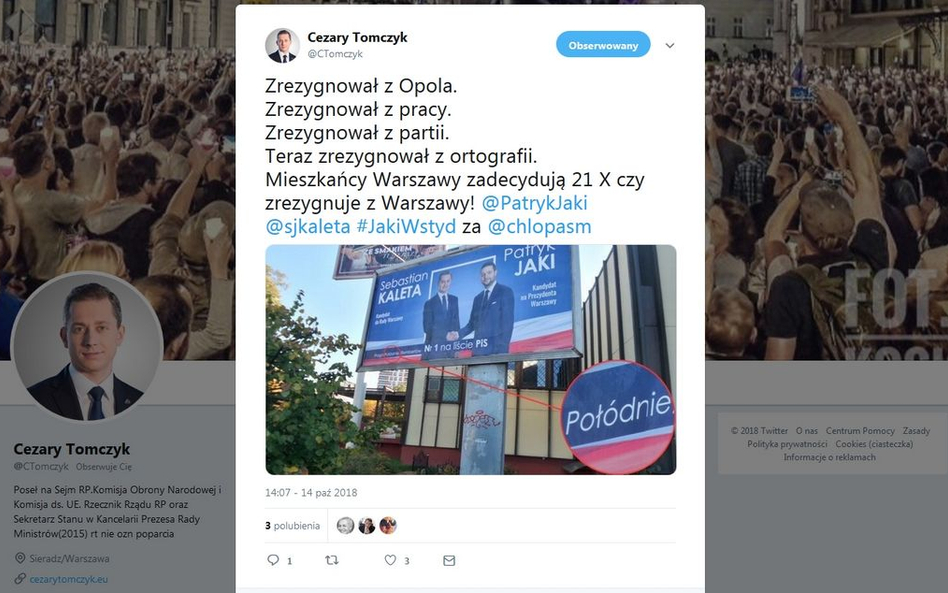 "Jaki zrezygnował z ortografii". Błąd na billboardzie