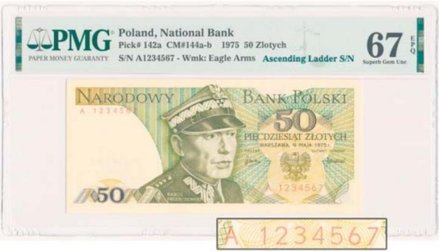 Od 2,5 tys. zł licytowany będzie banknot z gen. Świerczewskim.