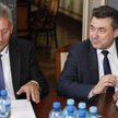 Wiceminister energii Grzegorz Tobiszowski (P) i przewodniczący ZZG Wacław Czerkawski (L), 26 bm. pod