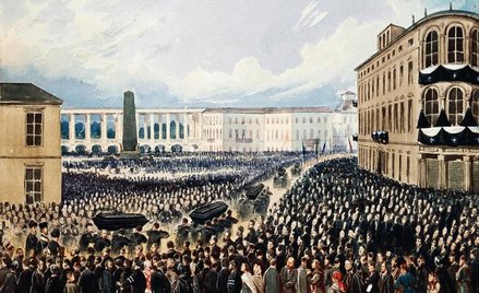Pogrzeb pięciu poległych, 2 marca 1861 roku (litografia z epoki). Czy Polakom i Żydom najłatwiej się