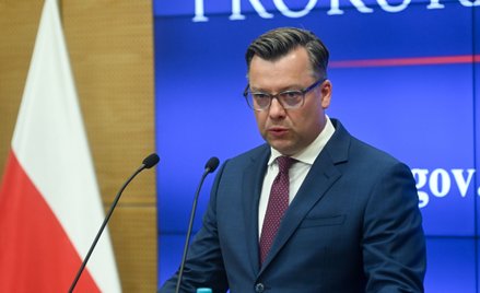 Rzecznik Prokuratury Krajowej Przemysław Nowak na konferencji prasowej w siedzibie Prokuratury przy 