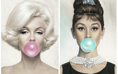 Prace Michaela Moebiusa zatytułowane „Marilyn Monroe Bubblegum” i „Audrey Hepburn Bubblegum”.