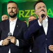 Wybory parlamentarne 2023. Liderzy Trzeciej Drogi Szymon Hołownia i Władysław Kosiniak-Kamysz w szta