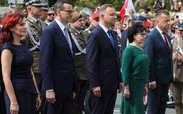 Premier Mateusz Morawiecki, wicemarszałek Senatu Gabriela Morawska-Stanecka, marszałek Sejmu Elżbiet