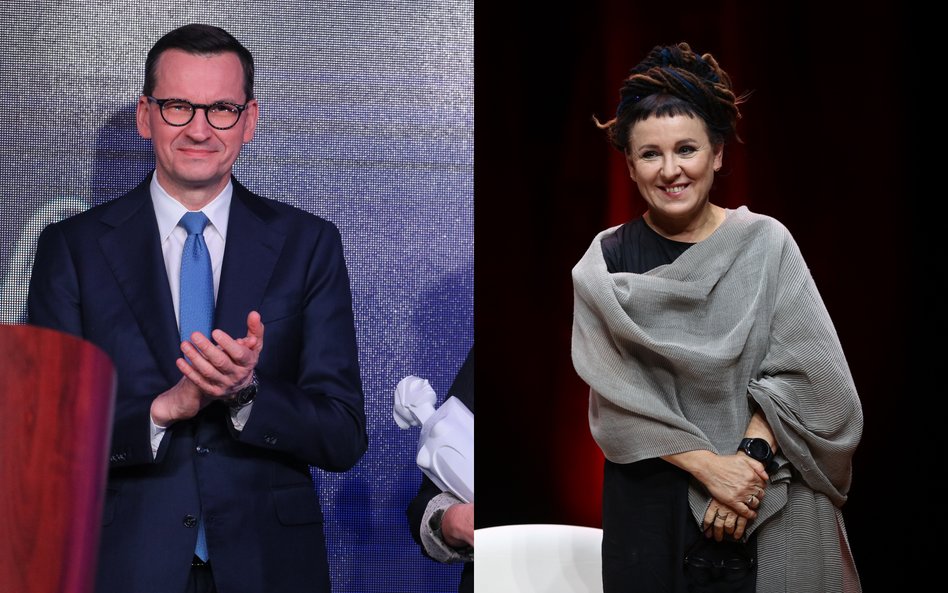 Premier Mateusz Morawiecki i Olga Tokarczuk