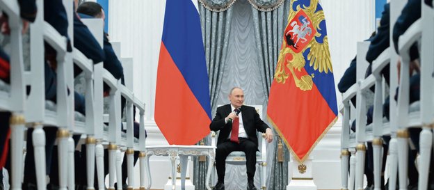 Władimir Putin na spotkaniu z weteranami uczestniczącymi w programie „Czas Bohaterów”, z których dyk