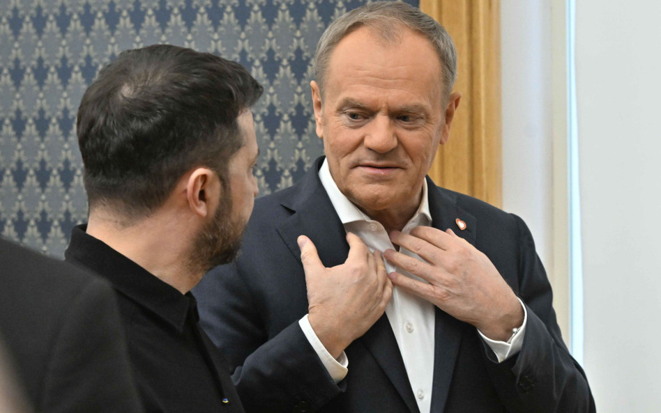 Premier Donald Tusk i prezydent Ukrainy Wołodymyr Zełenski naspotkaniu w siedzibie Kancelarii Prezes