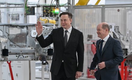 Elon Musk i kanclerz Niemiec Olaf Scholz