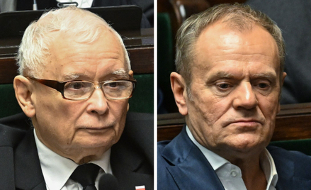 Prezes PiS Jarosław Kaczyński i przewodniczący PO, premier RP Donald Tusk