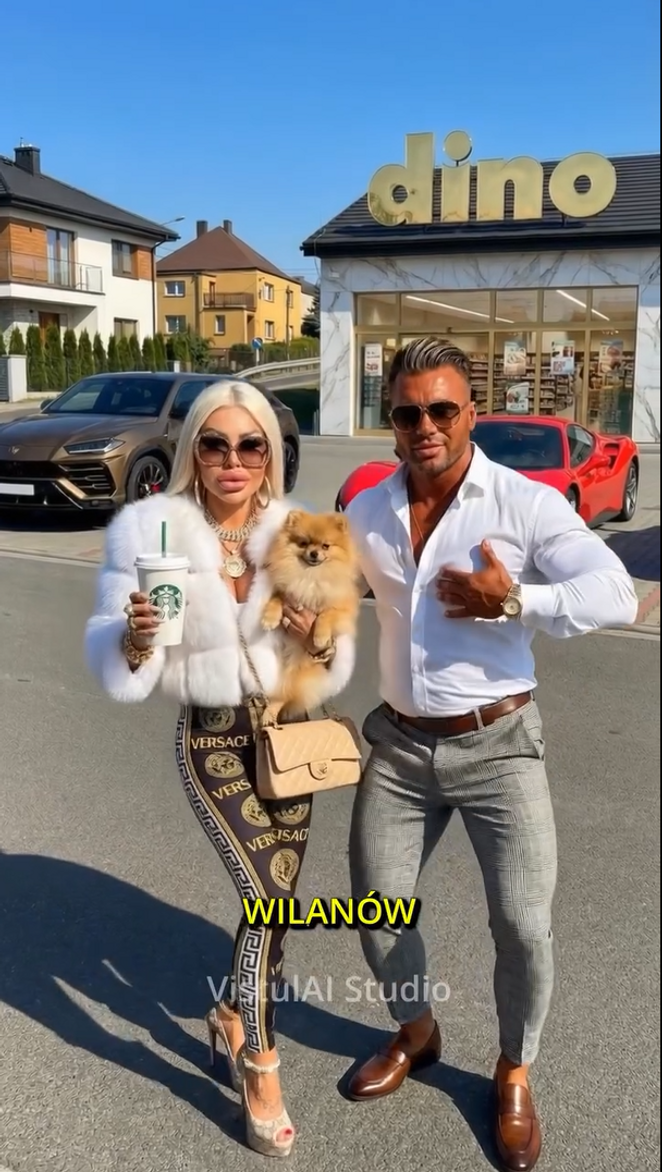 Obraz AI sugeruje estetykę rodem z teledysków disco-polo lub Instagrama influencerów z Dubaju. W rze