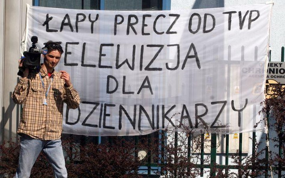 Protest dziennikarzy TVP Olsztyn.